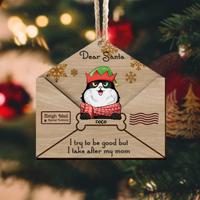 Thumbnail for Letter To Santa I Tried To Be Good But I Take After My Mom 2 Layered Wood Christmas Ornament, Dog Lover Gifts AE