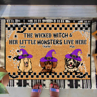 Thumbnail for Wicked Witch Hologram Halloween Dogs Doormat, Dog Lover Gift AB