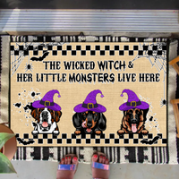 Thumbnail for Wicked Witch Hologram Halloween Dogs Doormat, Dog Lover Gift AB