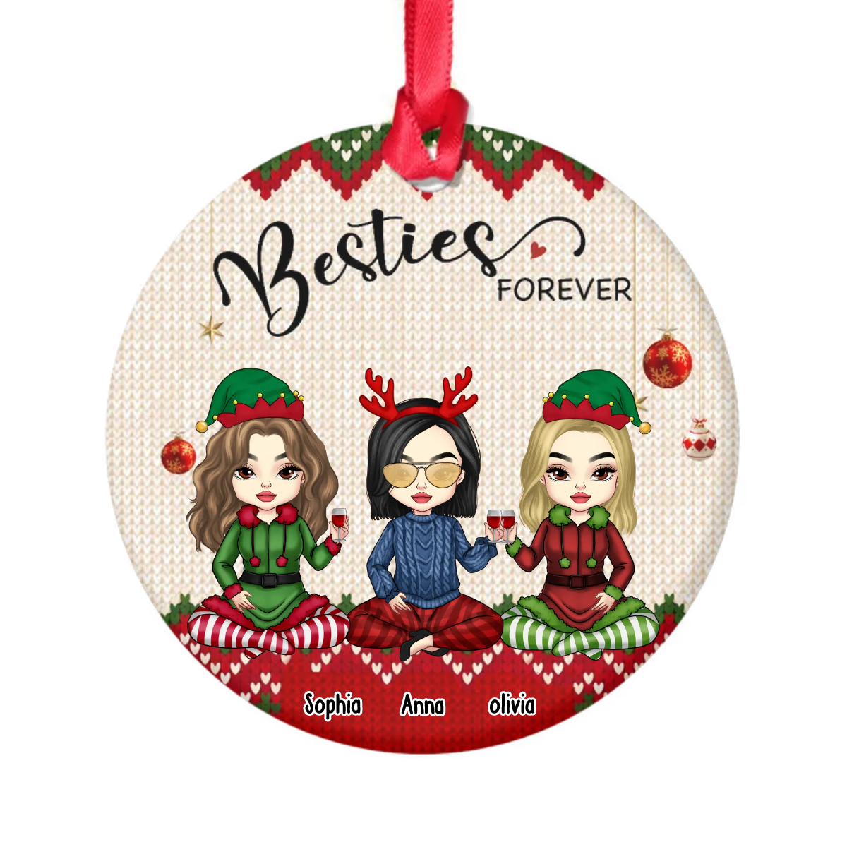 We Are Besties Forever And Always Personalized Ornament, Customized Holiday Ornament AE