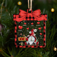 Thumbnail for Personalized Grandma Gnome Red Heart Printed Acrylic Ornament, Customized Holiday Gift For Grandma Nana Mommy Aunt AE