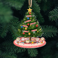 Thumbnail for Personalized Christmas Tree Grandkids Printed Acrylic Ornament, Holiday Gift For Grandma, Nana, Mimi, Mommy, Aunt AE